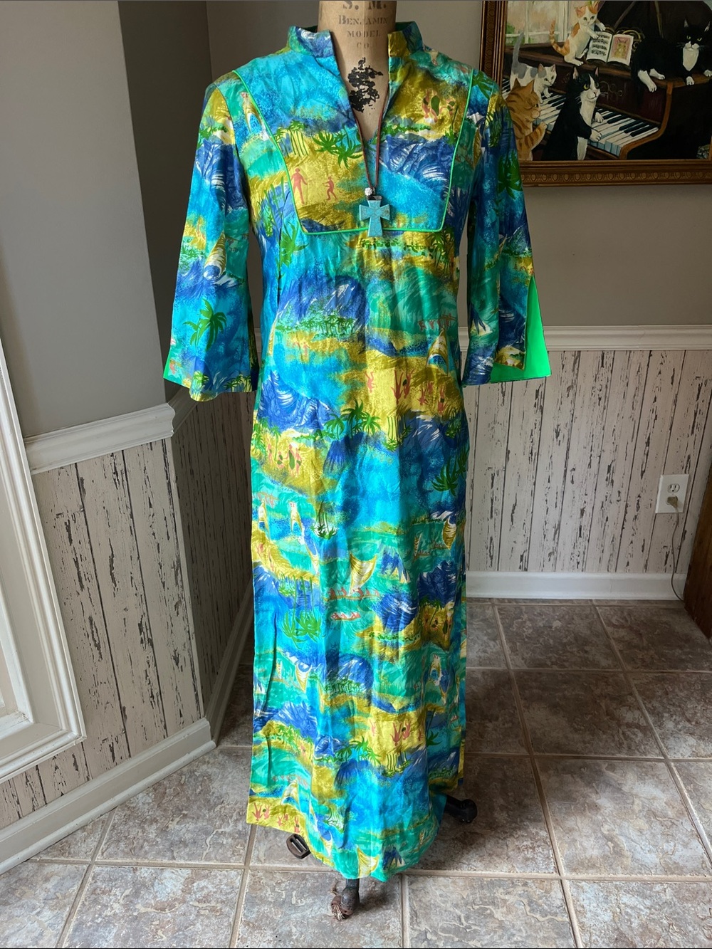 Penny of Hawaii original Tropical Maxi Dress Vintage couture sz Sm